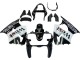 Kawasaki ZX6R Motorrad Verkleidung 2000-2002 - Glanzendes Schwarz Weiss West Michelin