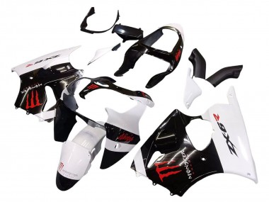 Kawasaki ZX6R Motorrad Verkleidung 2000-2002 - Weiss Schwarz Rot Monster