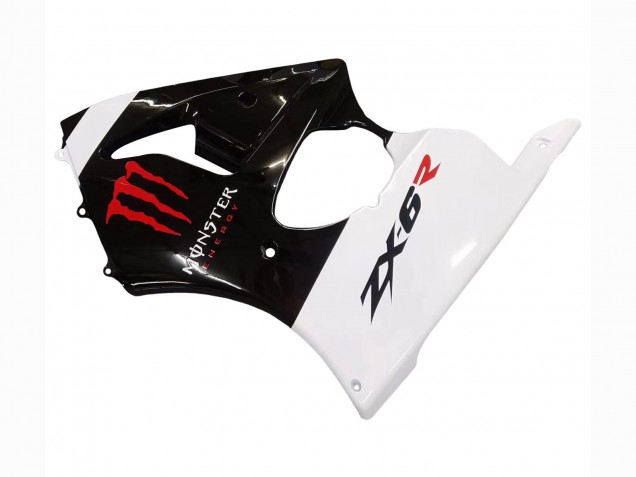 Kawasaki ZX6R Motorrad Verkleidung 2000-2002 - Weiss Schwarz Rot Monster