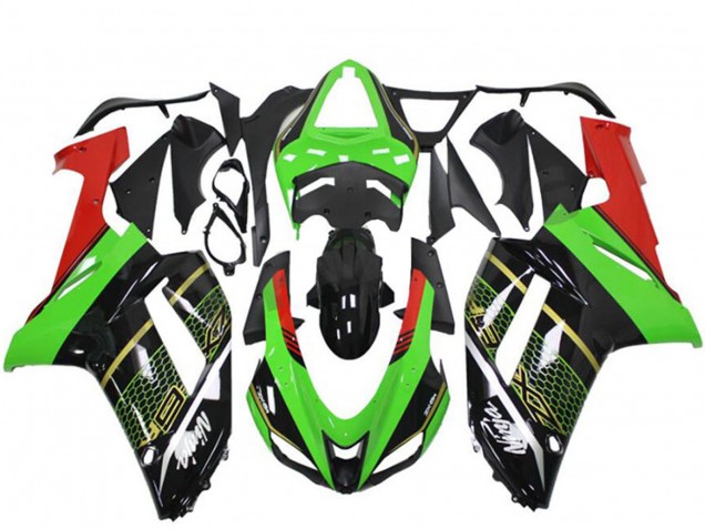 Grün Schwarz 2007-2008 Kawasaki ZX6R Motorrad Verkleidung