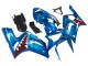 Kawasaki ZX6R Motorrad Verkleidung 2003-2004 - Blau Weiss Rot Hai