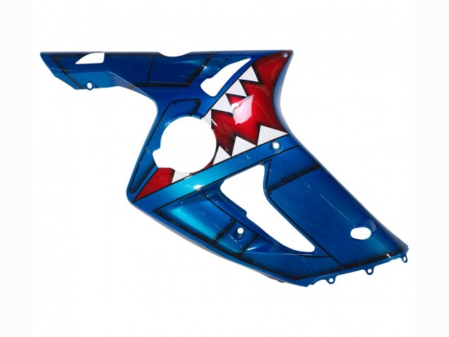 Kawasaki ZX6R Motorrad Verkleidung 2003-2004 - Blau Weiss Rot Hai