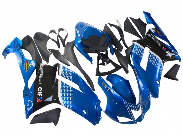 Schwarz Blauer Elf 2007-2008 Kawasaki ZX6R Motorrad Verkleidung