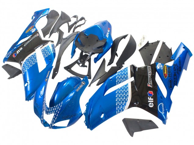 Schwarz Blauer Elf 2007-2008 Kawasaki ZX6R Motorrad Verkleidung