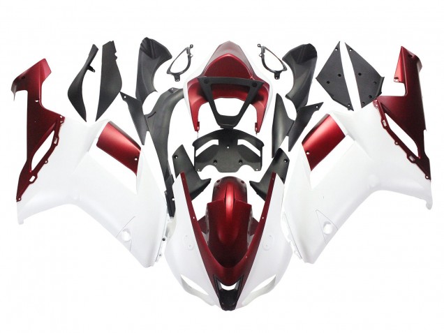 Kawasaki ZX6R Motorrad Verkleidung 2007-2008 - Weiss Rot