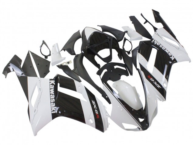 Weiß Schwarz 2007-2008 Kawasaki ZX6R Motorrad Verkleidung