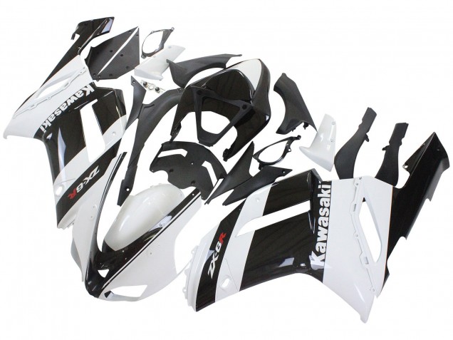Weiß Schwarz 2007-2008 Kawasaki ZX6R Motorrad Verkleidung