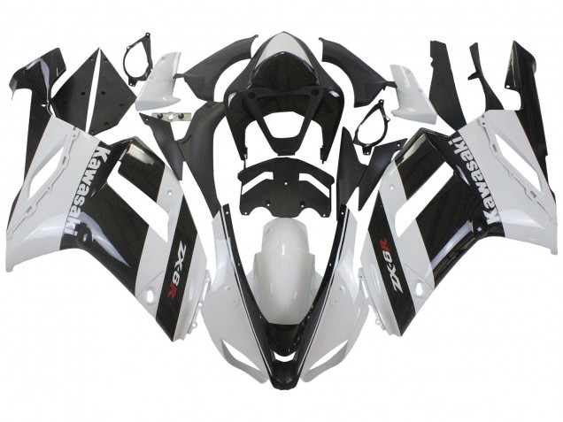 Weiß Schwarz 2007-2008 Kawasaki ZX6R Motorrad Verkleidung