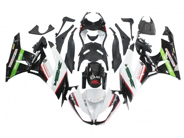 Kawasaki ZX6R Motorrad Verkleidung 2009-2012 - Weiss Rot Schwarz Grun