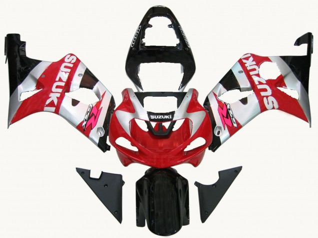 Suzuki GSXR1000 Motorrad Verkleidung 2000-2002 - Rot Silber Weiss Schwarz