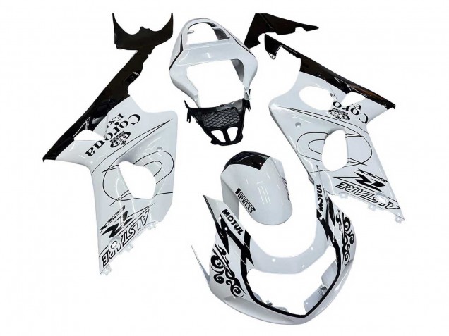 Suzuki GSXR1000 Motorrad Verkleidung 2000-2002 - Weiss Schwarz Motul Corona