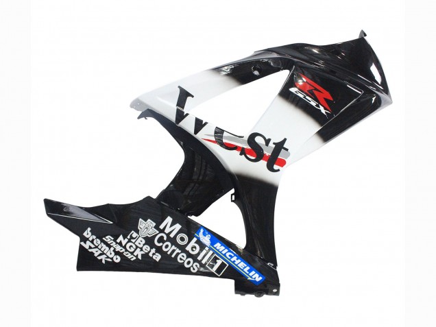 Suzuki GSXR 1000 Motorrad Verkleidung 2007-2008 - Glanzendes Schwarz Weiss West