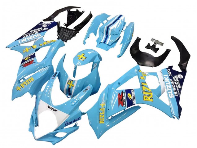 Suzuki GSXR 1000 Motorrad Verkleidung 2007-2008 - Hellblau Gelb Schwarz Motul Rizla