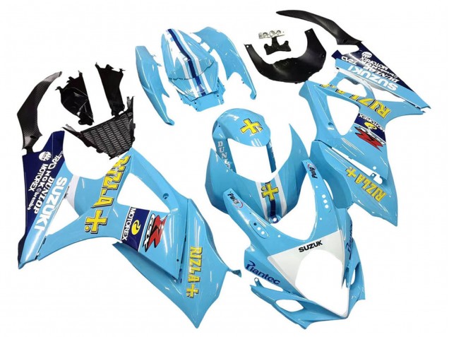Suzuki GSXR 1000 Motorrad Verkleidung 2007-2008 - Hellblau Gelb Schwarz Motul Rizla