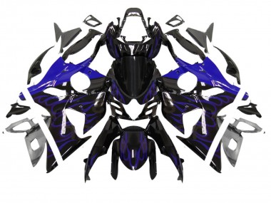 Suzuki GSXR 1000 Motorrad Verkleidung 2007-2008 - Glanzendes Schwarz Blau Flamme