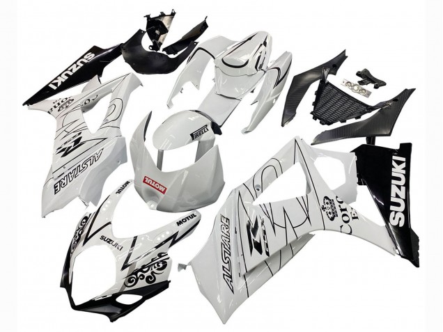 Suzuki GSXR 1000 Motorrad Verkleidung 2007-2008 - Weiss Schwarz Alstare Corona Motul