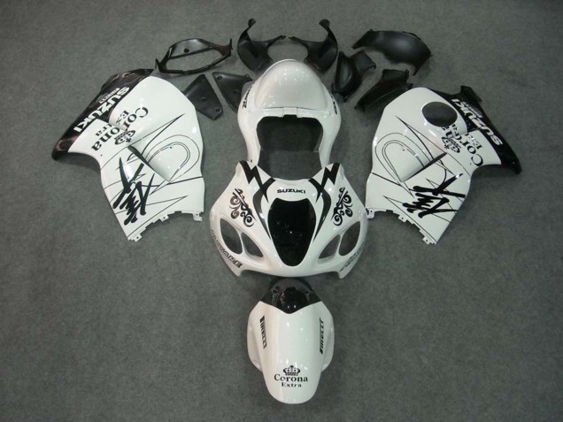 Suzuki GSXR 1300 Hayabusa Motorrad Verkleidung 1996-2007 - Weiss Schwarz Corona