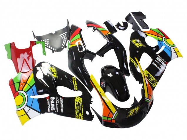 Suzuki GSXR 600 / GSXR 750 Motorrad Verkleidung 1996-2000 - Schwarz Mehrfarbig 27