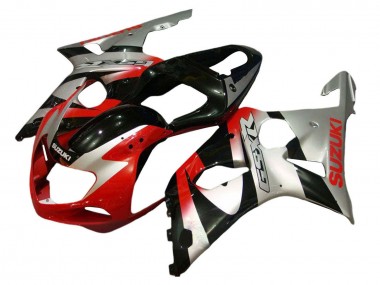 Suzuki GSXR 600 / GSXR 750 Motorrad Verkleidung Kit 2001-2003 - Silber Rot Glanzendes Schwarz