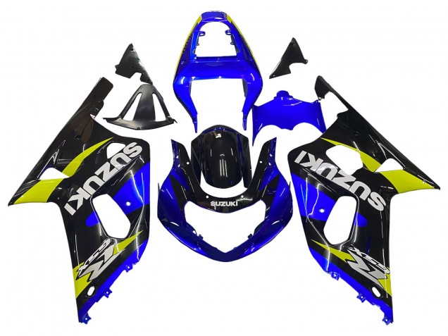 Suzuki GSXR 600 / GSXR 750 Motorrad Verkleidung 2001-2003 - Blau Gelb Glanzendes Schwarz
