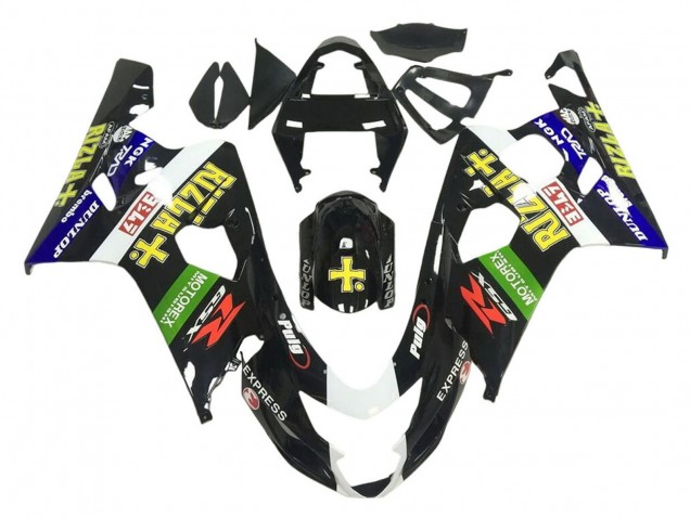 Suzuki GSXR 600 / GSXR 750 Motorrad Verkleidung 2001-2003 - Glanzendes Schwarz Grun Weiss Gelb Rizla