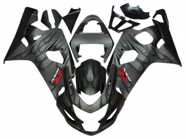 Suzuki GSXR 600 / GSXR 750 Motorrad Verkleidung 2004-2005 - Grau Schwarz Flamme