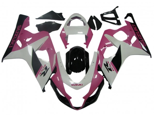 Suzuki GSXR 600 / GSXR 750 Motorrad Verkleidung 2004-2005 - Weiss Rosa Schwarz