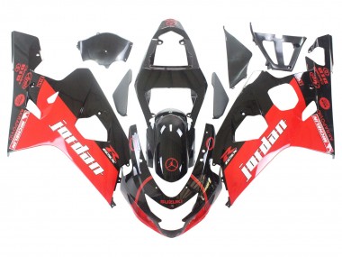 Suzuki GSXR 600 / GSXR 750 Motorrad Verkleidung 2004-2005 - Glanzendes Schwarz Rot Jordan Michelin
