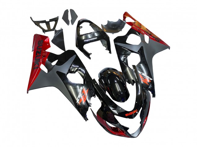 Suzuki GSXR 600 / GSXR 750 Motorrad Verkleidung 2004-2005 - Schwarz Grau Rot