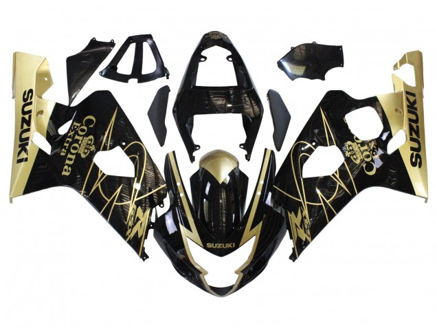 Suzuki GSXR 600 / GSXR 750 Motorrad Verkleidung 2004-2005 - Glanzendes Schwarz Gold Corona