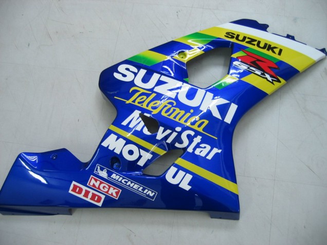 Suzuki GSXR 600 / GSXR 750 Motorrad Verkleidung 2004-2005 - Blau Weiss Gelb Grun Telefumica Motul MoviStar