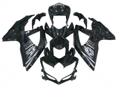 Suzuki GSXR 600 / GSXR 750 Motorrad Verkleidung 2006-2007 - Glanzendes Schwarz Grau Weiss