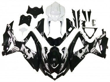 Suzuki GSXR 600 / GSXR 750 Motorrad Verkleidung 2006-2007 - Glanzendes Schwarz Weiss