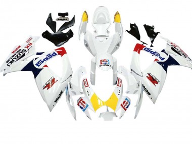 Suzuki GSXR 600 / GSXR 750 Motorrad Verkleidung 2006-2007 - Weiss Rot Gelb Motul