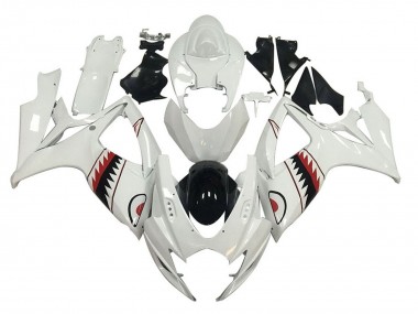 Suzuki GSXR 600 / GSXR 750 Motorrad Verkleidung 2006-2007 - Weiss Rot Schwarz Hai