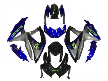 Suzuki GSXR 600 / GSXR 750 Motorrad Verkleidung 2008-2010 - Blau Grau Glanzendes Schwarz Grun