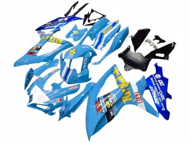 Suzuki GSXR 600 / GSXR 750 Motorrad Verkleidung 2008-2010 - Blau Gelb Rizla