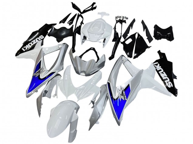 Suzuki GSXR 600 / GSXR 750 Motorrad Verkleidung 2008-2010 - Weiss Silber Blau Schwarz