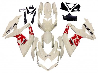 Suzuki GSXR 600 / GSXR 750 Motorrad Verkleidung 2008-2010 - Creme Weiss Rot Schwarz