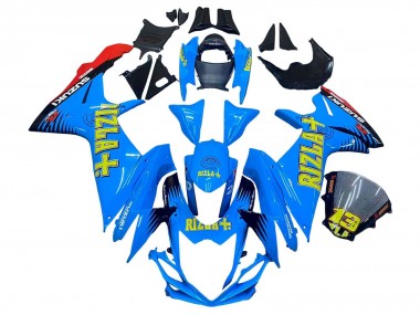Suzuki GSXR 600 / GSXR 750 Motorrad Verkleidung 2011-2024 - Blau Gold Rot Schwarz Rizla
