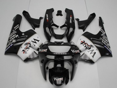 Glänzendes Schwarz Weiß West 1994-1997 Kawasaki ZX9R Motorrad Verkleidung