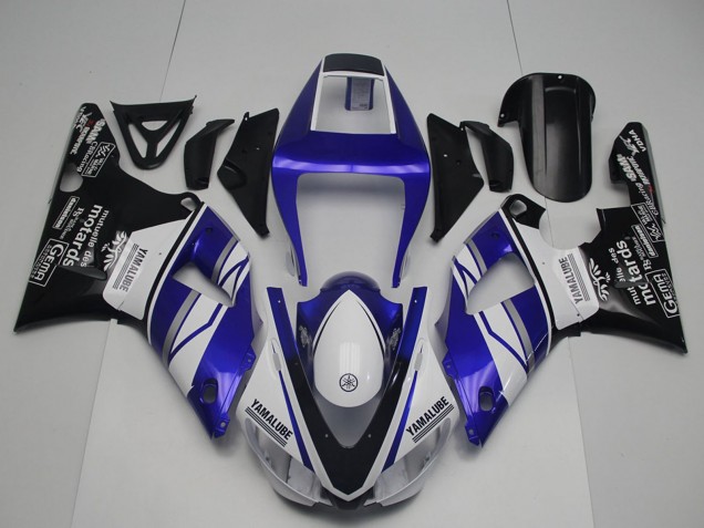 Blau Weiß Glänzendes Schwarz Yamalube Motards 1998-1999 Yamaha YZF R1 Motorrad Verkleidung