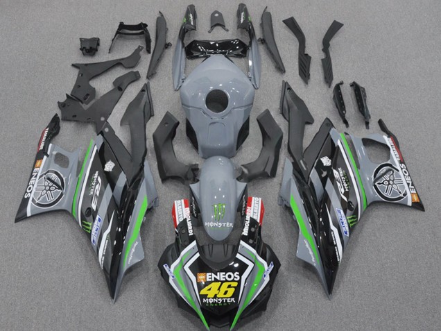 Yamaha YZF R3/R25 Motorrad Verkleidung 2022-2024 - Nardo Grau Grun Schwarz Monster ENEOS 46