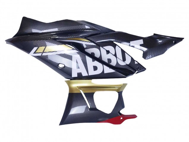Yamaha YZF R3/R25 Motorrad Verkleidung 2022-2024 - Schwarzer Carbonfaser Stil Goldrot ABBOT