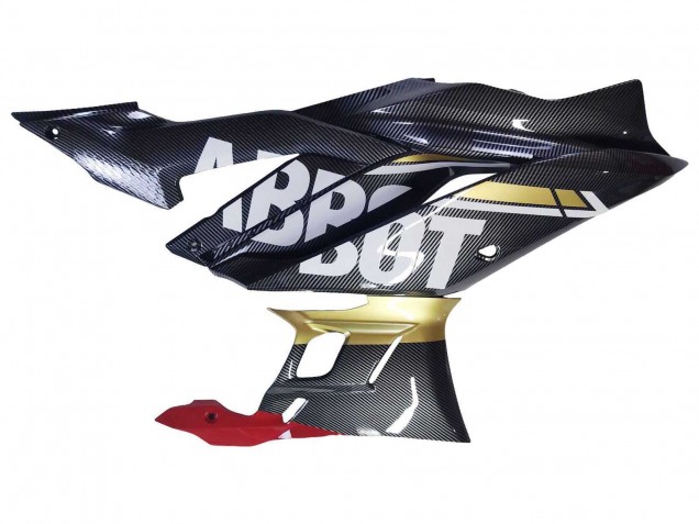 Yamaha YZF R3/R25 Motorrad Verkleidung 2022-2024 - Schwarzer Carbonfaser Stil Goldrot ABBOT