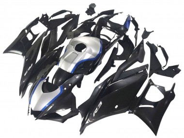 Yamaha YZF R3/R25 Motorrad Verkleidung 2022-2024 - Schwarzer Carbonfaser Stil Silberblau