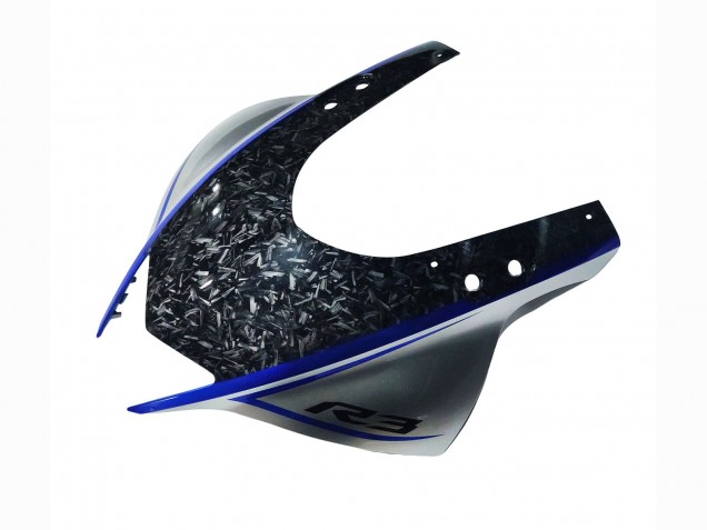 Yamaha YZF R3/R25 Motorrad Verkleidung 2022-2024 - Marble Schwarz Silber Blau Geschmiedet Carbonfaser Stil