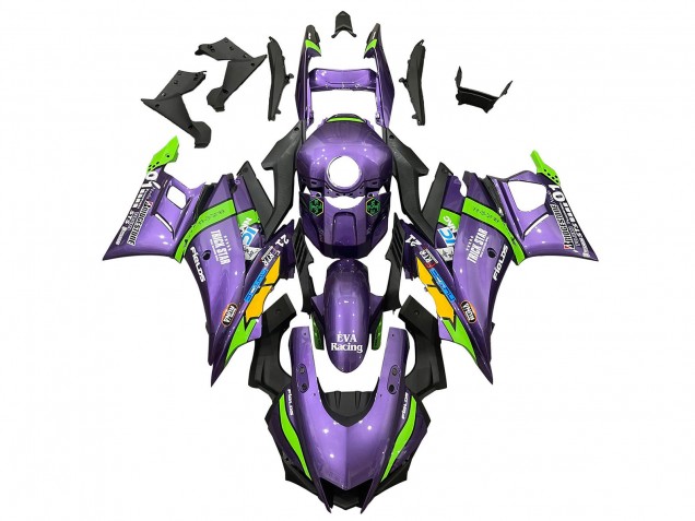 Yamaha YZF R3/R25 Motorrad Verkleidung 2022-2024 - Lila Grun Gelb Trick Star EVA Rennen 21
