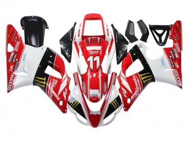 Yamaha YZF 1000 R1 Motorrad Verkleidung 1998-1999 - Rot Weiss Schwarz Gelb Monster Milwaukee MAXXIS 11