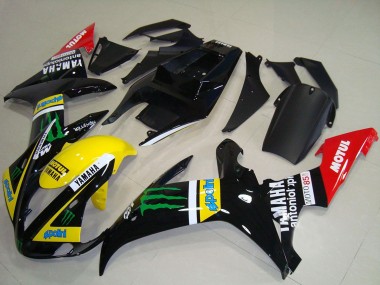 Glänzendes Schwarz Gelb Rot Grün Motul Monster 2002-2003 Yamaha YZF R1 Motorrad Verkleidung